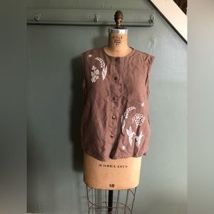 Sister Nettle Linenfox Heavyweight Brown Linen Vest